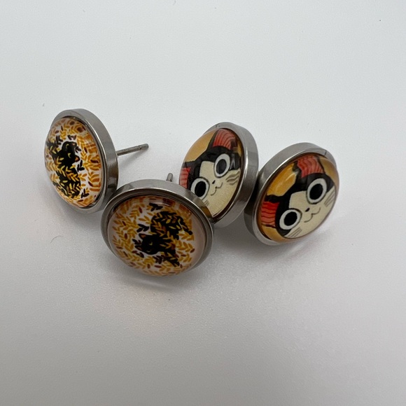 Classic Cat Stud Earring Set - Trendy Cute Cat Round Stud Earrings - Picture 5 of 10